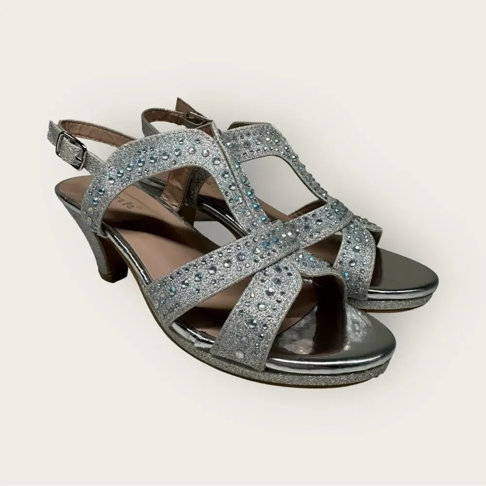 GUC | Link | Metallic Strappy Dress Heels | Silver | Girls Size 3